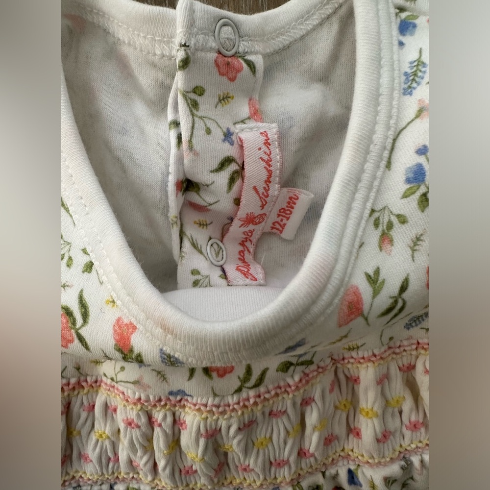 Pineapple Sunshine floral Madison Smocked Bubble, Size 12m, excellent condition - Picture 7 of 9